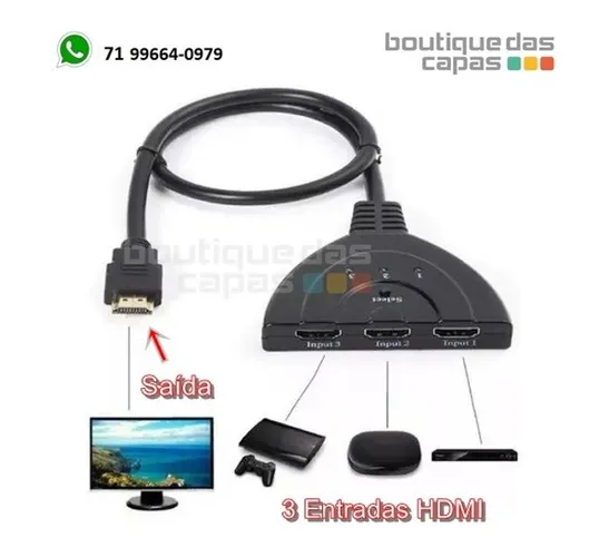 Switch hub 3 X hdmi 3 entradas 1 saída hdmi lotus LT-389