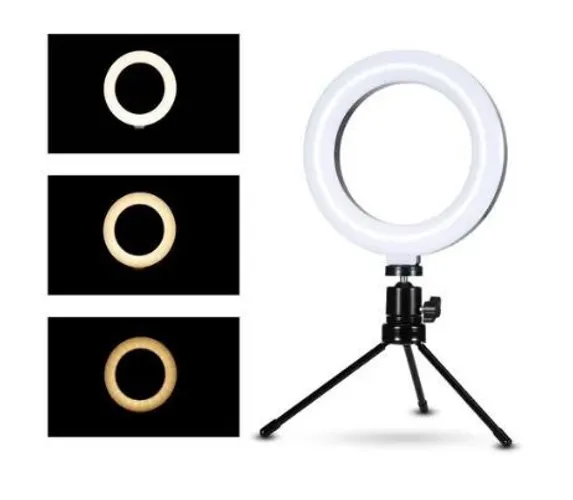 Ring Light 6 Polgedas com Tripé de Mesa Usb Led iLuminador