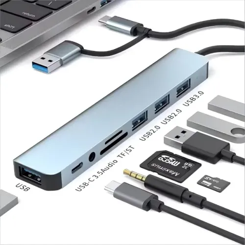 Adaptador HUB USB Dockstation 8 em 1, Hub USB-C e 3.0, Para MacBook Pro/Air iPad Pro Noteb