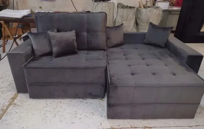 sofa cama 2.30 marrom novo molas ensacadas 