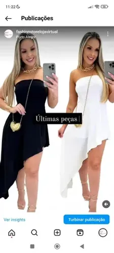 Vestido tomara que caia curto preto e branco assimétrico .m