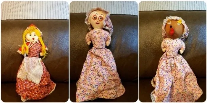 Boneca Antiga para Contação de Histórias 3 em 1 - Artesanal (Chapeuzinho Vovó e Lobo Mau) 