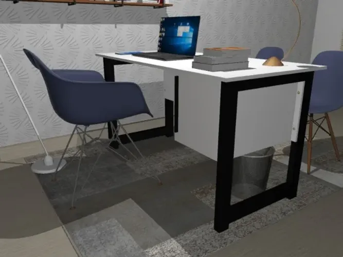 Mesa de Escritório Delluxe. Em Madeira Maciça: Com Armário. 100cm x 50cm x 74cm.