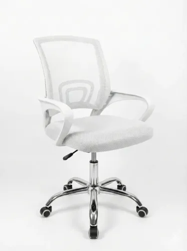 Cadeira de Escritório Giratória Branca - Base Cromada