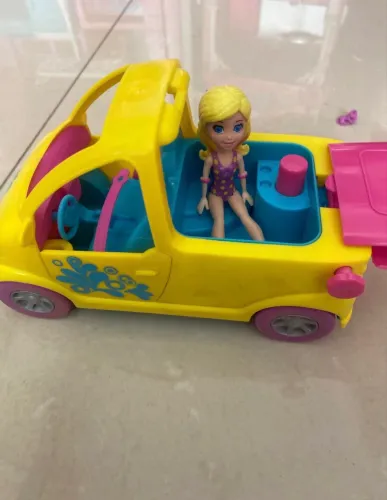 polly pocket carro festa na piscina