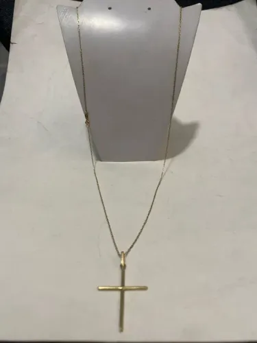 Colar Cruz em Ouro 18k Grumet italiano maciço 