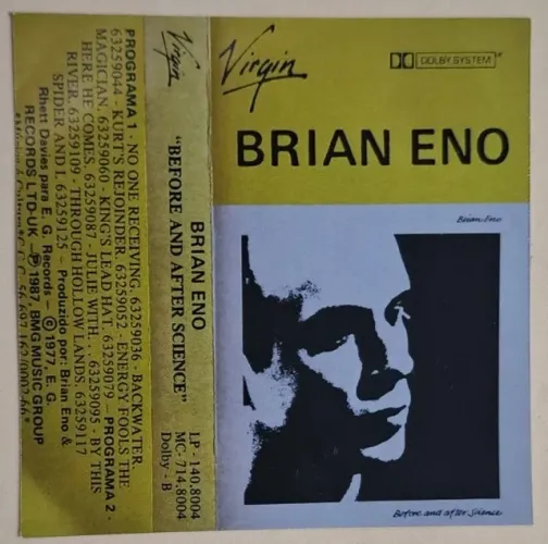 FITA CASSETE Brian Eno Before And After Science 1987 Original K7