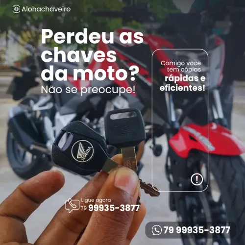 CHAVEIRO 24 HORAS!! FAZEMOS A CHAVE DA SUA MOTO SEM DESMONTAR!!