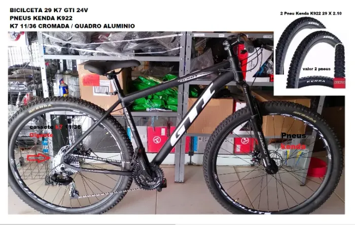 Bicicleta gtik7 Nova Pneus kenda