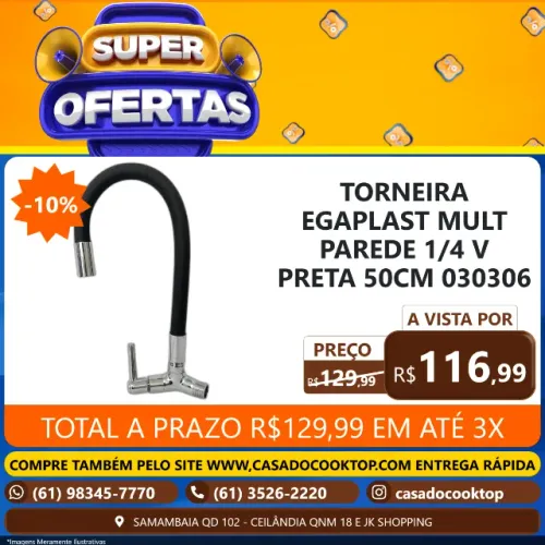 TORNEIRA EGAPLAST MULT PAREDE 1/4 V PRETA 50CM 030306