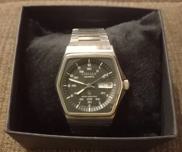 citizen cq 4-730984k quartzo relógio de mergulho masculino vintage