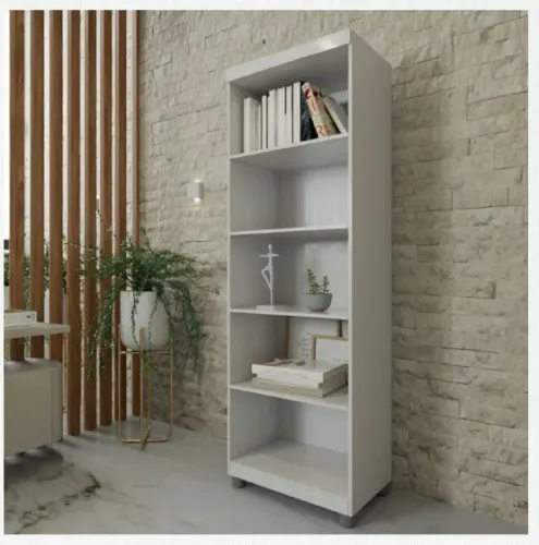 Multiuso Para Escritorio 4 Prateleiras Sem Porta Branco Branco - Em Oferta