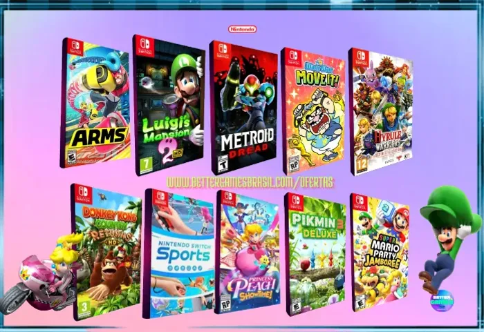 Mario Party 1 Peach Donkey Kong Kirby Luigi Hyrule Nintendo Sport Wario Metroid Pikmi Arms
