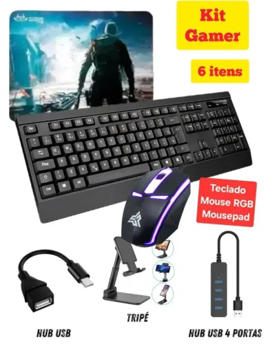 Kit mobilador com LED no mouse - Para jogos no celular