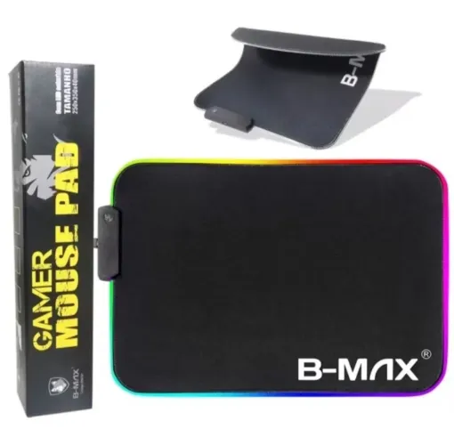 Mousepad Gamer B-MAX RGB LED + MOUSE SEM FIO PRA VC REVENDER!