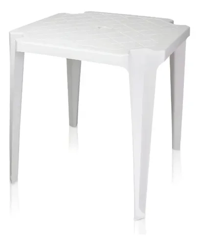 Mesa Quadrada Monobloco Antares Branca 70x70 Empilhável