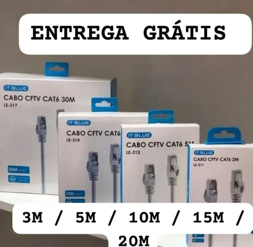 CABO DE REDE INTERNET CAT6 100% COBRE 10GB ENTREGA GRÁTIS 3,5,10,15,20,25,30,40,50 METROS 