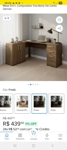 Mesa em L notebook escritório de canto denver