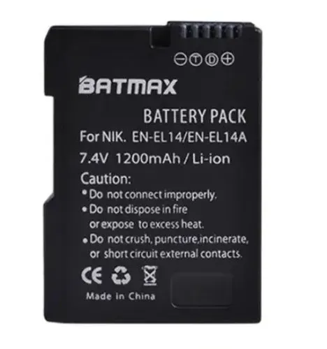 Bateria Batmax El14A Câmeras Nikon D5600 D3400 D5500 D3300 D5100 D3200 D5300 D5200 D3100