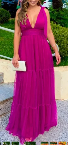 Vestido longo fúcsia 
