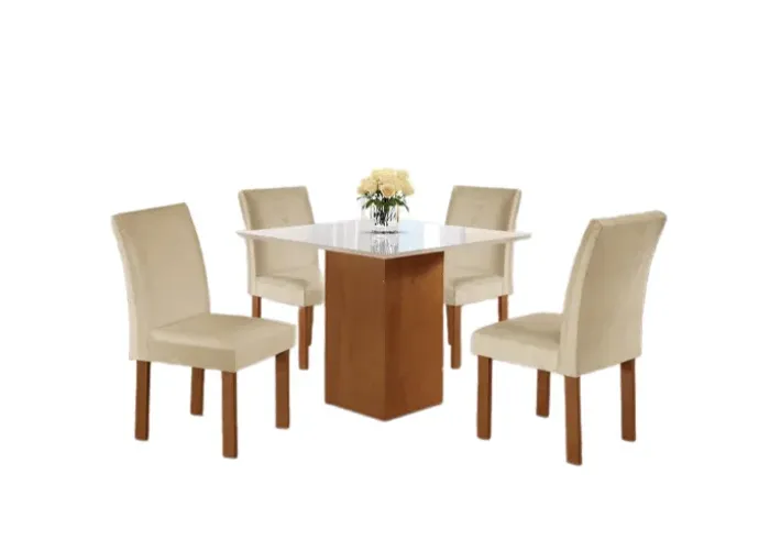 Mesa de Jantar Dakota  90 x 90 cm 4 cadeiras 