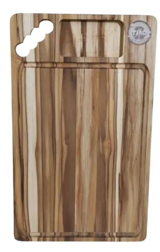 Tábua de Cortar carne em Madeira Teak 30×50 com Rebaixo e Furos