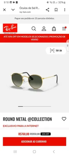 Óculos rayban round metal