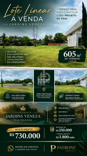 Vila Velha - Oportunidade Lote Linear 605m2 Condomínio Jardins Veneza