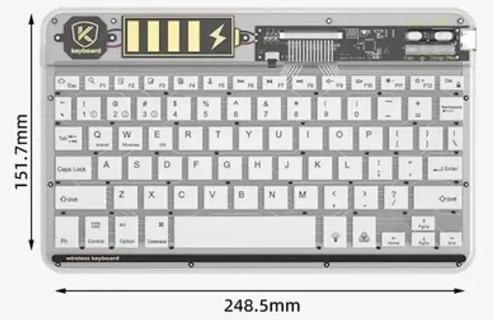 Produto NOVO e TESTADO - Kit Teclado/Mouse Bluetooth 5.3 RGB Transparente
