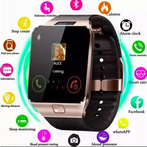 SmartWatch Digital Bluetooth dourado novo