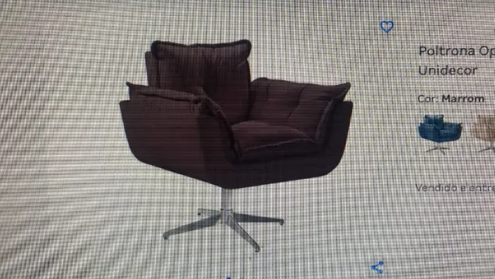 poltrona opala giratoria aluminio suede marrom