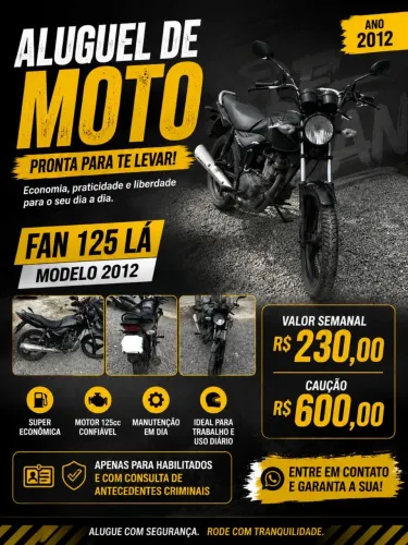 Alugo fan 125 230,00 a semana