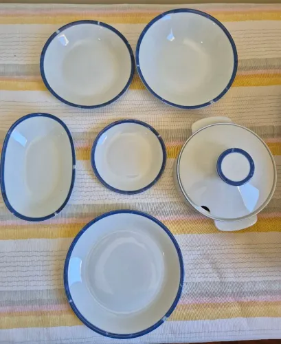 Jogo de Jantar Porcelana Renner Blue Marble 42 peças - Novo/Sem Uso - Completo