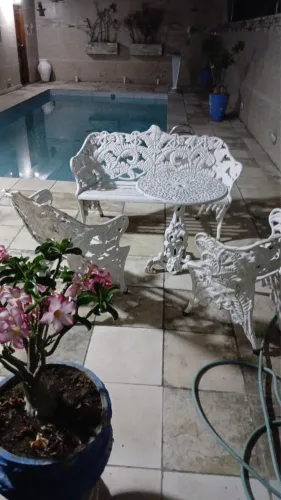 conjunto de jardim em ferro fundido 