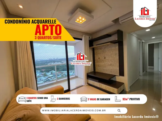 Acquarelle, 92m², 10º Andar, PARCIAL MOBILIADO, Apartamento Ponta Negra, VISTA ESPETACULAR