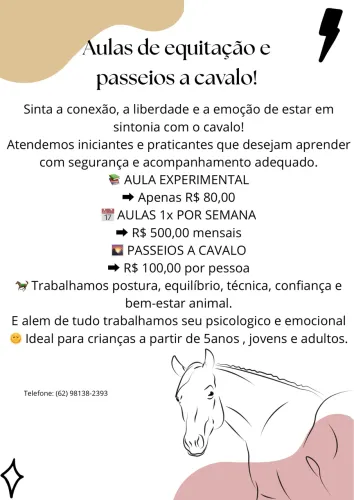 Aulas de equitação em senador canedo
