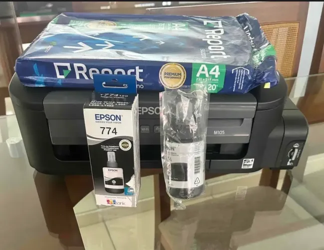 Impressora epsonM105 monocromática (+2 tintas + pacote de folha A4)