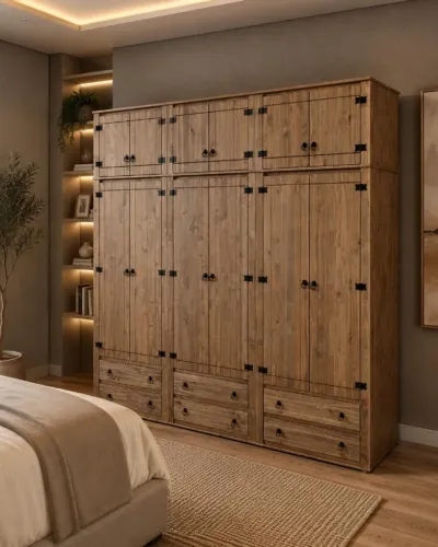 Guarda Roupa Modular Com Maleiro, Madeira Maciça