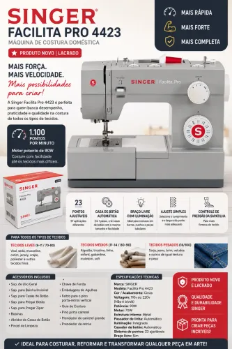 Máquina singer HD 4423 Pro 