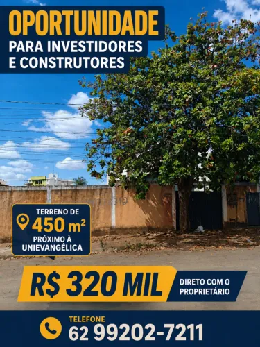 Terreno 450 m² Próximo à UniEVANGÉLICA - Excelente Localização  