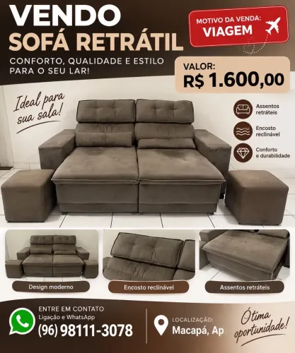 Vendo sofá retrátil de 3 lugares