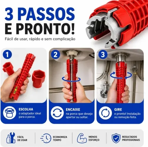 Chave Hidráulica Grifo Instalação Torneira Pia Cano Ferramenta Multifuncional Profissional