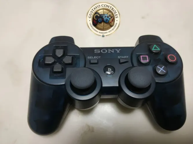 Controle Original PS3 Translúcido Azul Metal Gear Rising Raro