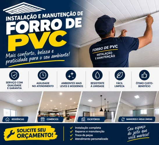 Instalação e manutenção Forro de PVC