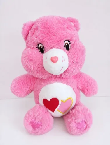 Boneca pelúcia Care Bears Love-a-Lot Rosa Vintage Original 33 cm - Colecionável