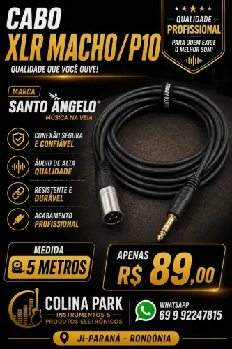 Cabo de Áudio XLR Macho/P10