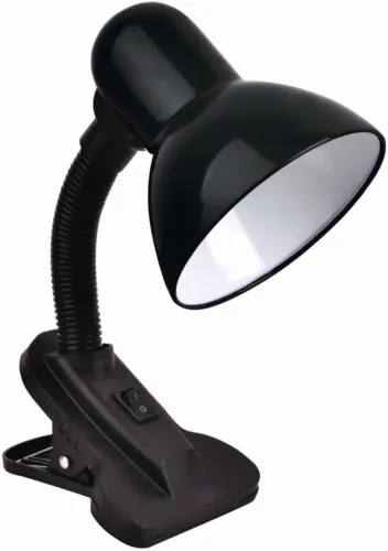 Luminária Articulada de Mesa com Presilha Tipo Clip - Preta, Ajustável e Econômica