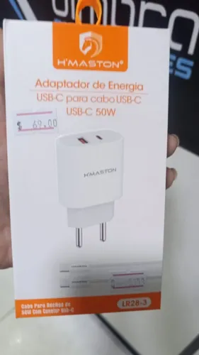 Carregador H'maston Turbo Celular Rápido 50W com Cabo Tipo-C Loja COimbra Entrega