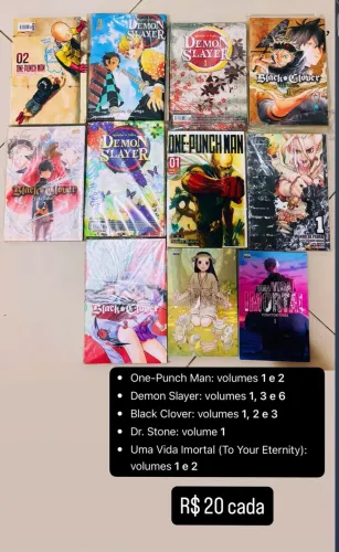 Lote de Mangás Coleção (Demon Slayer, Black Clover, One-Punch Man e mais) - R$ 20 cada