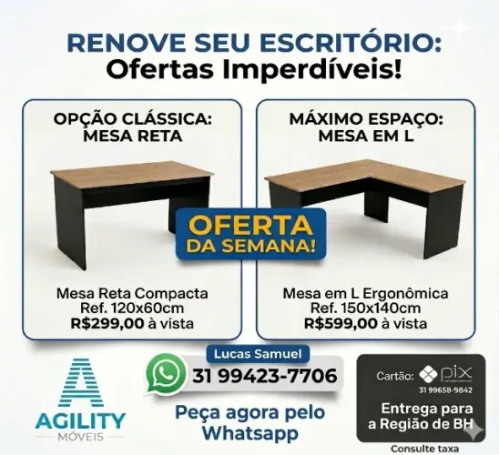 Promoção Mesas para Escritório e Home Office